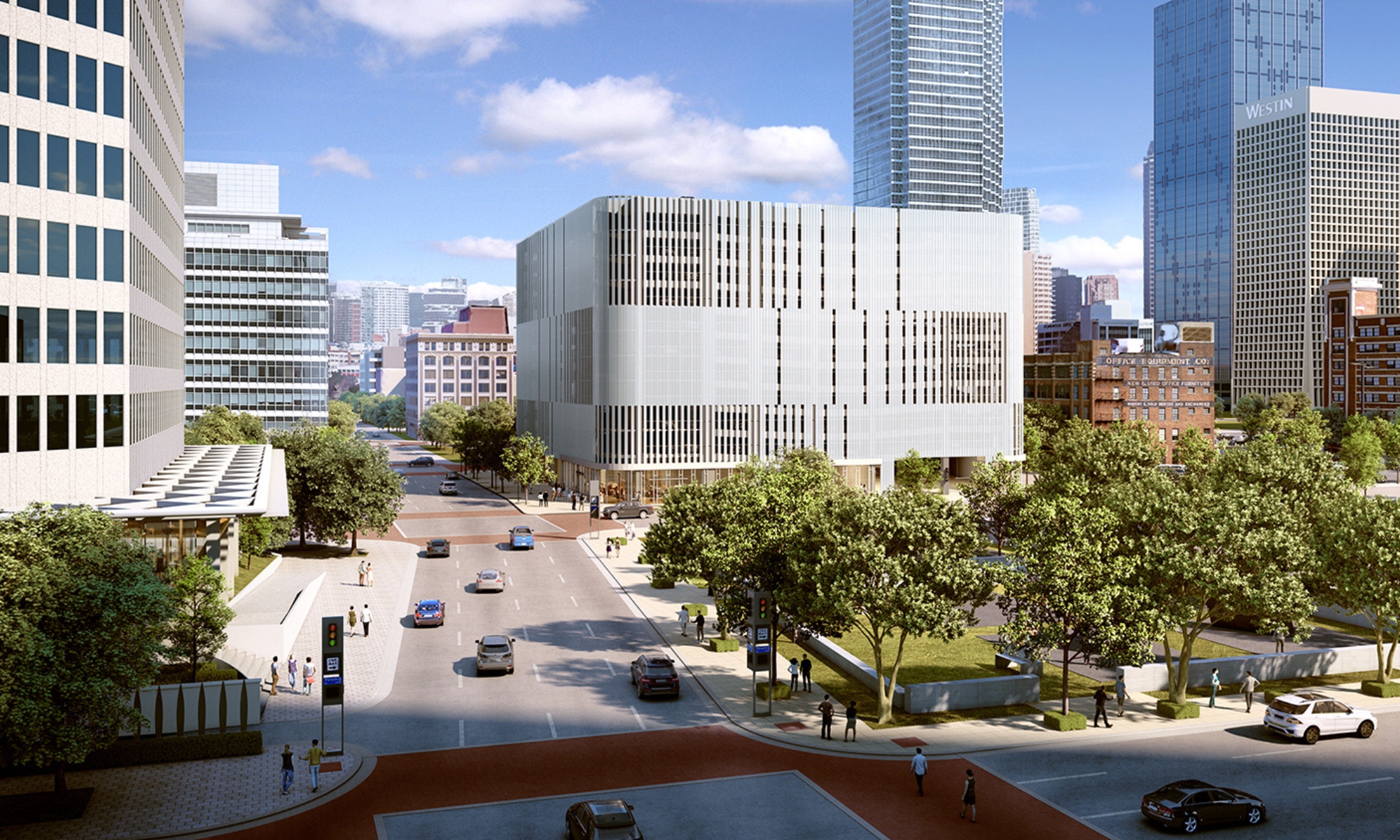 Downtown Dallas Parking Garage architecture rendering